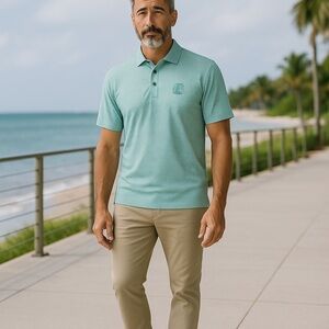 Cutter & Buck Connoquenessing Country Club Polo | Medium | Mint Green Gold | Dry